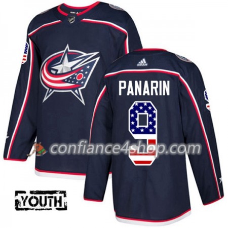 Adidas Maillot de Hockey Blue Jackets Artemi Panarin 9 2017-2018 Bleu Marine USA Flag Fashion Authentic - Enfant